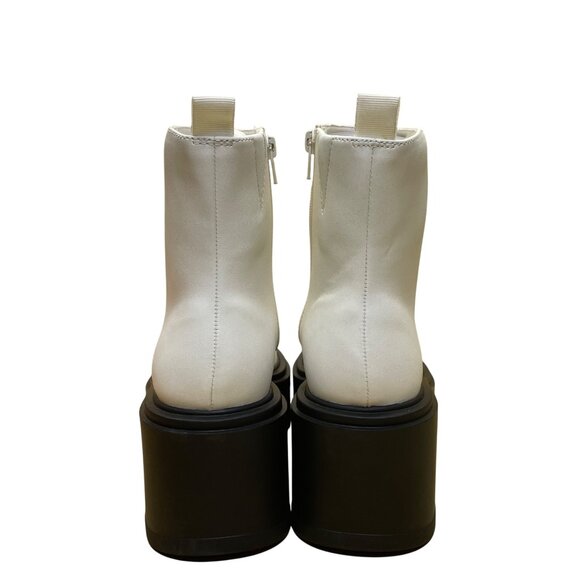 BP Women’s Ivory White PU Leather Platform Chunky Milo Ankle Boots 6.5M - Picture 5 of 10